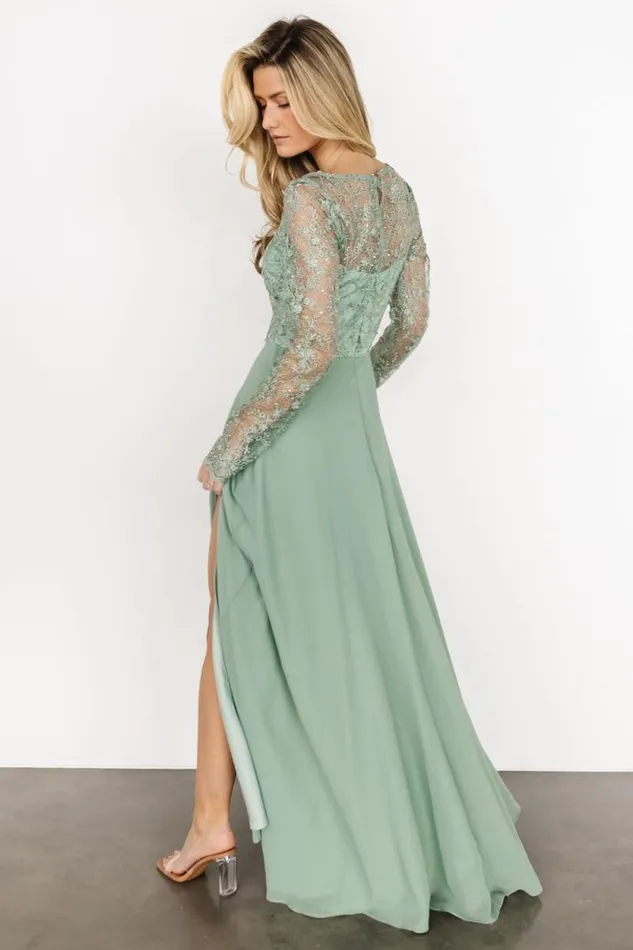 Women Adalaide Long Sleeve Maxi Dress Dusty Sage Baltic Born Embellished and Sequined Women Adalaide Long Sleeve Maxi Dress Dusty Sage Baltic Born Embellished and Sequined