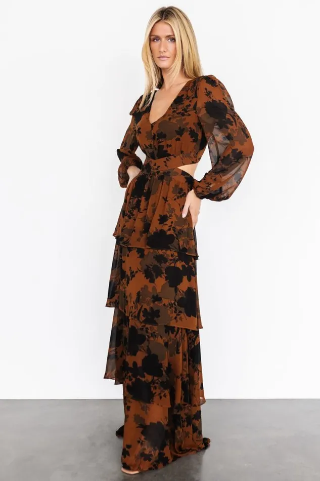 Women Adalia Open Back Maxi Dress Espresso Print Baltic Born The Guest Edit