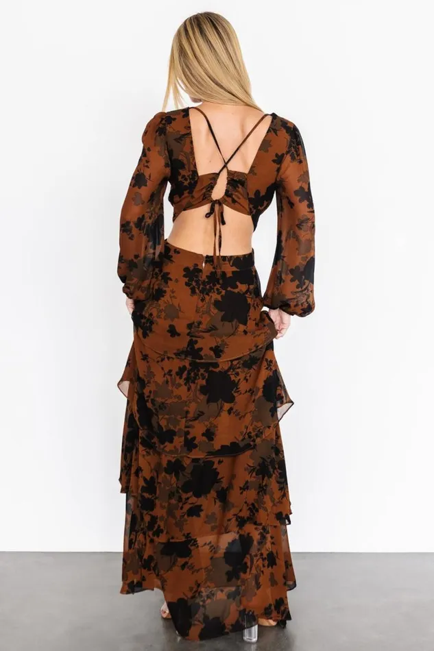 Women Adalia Open Back Maxi Dress Espresso Print Baltic Born The Guest Edit