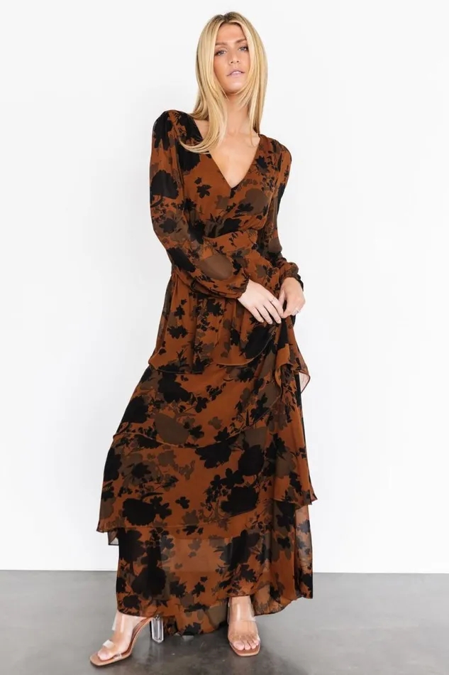 Women Adalia Open Back Maxi Dress Espresso Print Baltic Born The Guest Edit