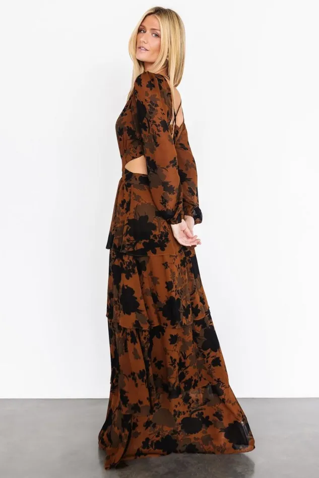 Women Adalia Open Back Maxi Dress Espresso Print Baltic Born The Guest Edit