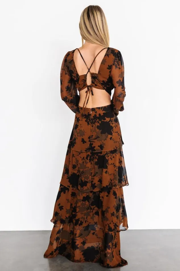 Women Adalia Open Back Maxi Dress Espresso Print Baltic Born The Guest Edit