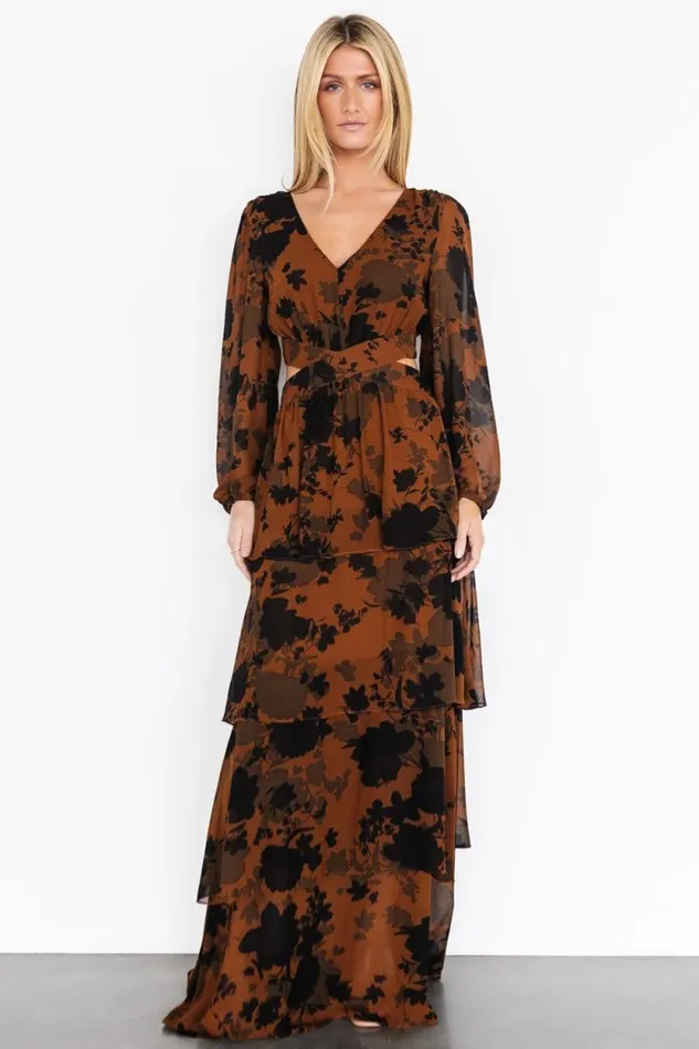 Women Adalia Open Back Maxi Dress Espresso Print Baltic Born The Guest Edit