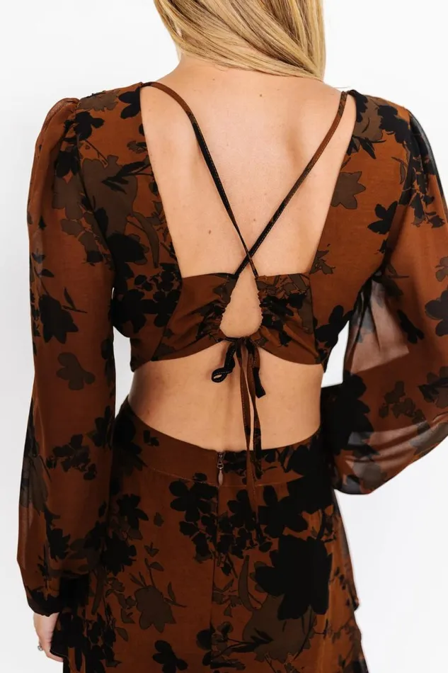 Women Adalia Open Back Maxi Dress Espresso Print Baltic Born The Guest Edit