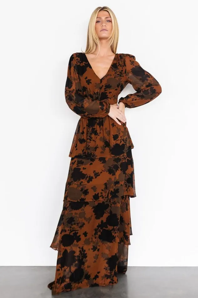 Women Adalia Open Back Maxi Dress Espresso Print Baltic Born The Guest Edit
