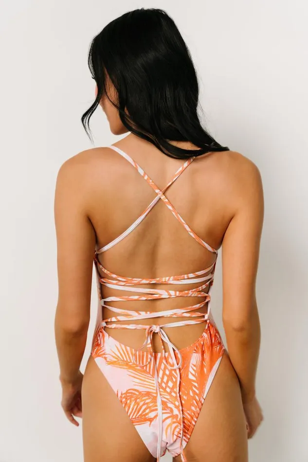 Women Alani Lace Up One Piece Coral Palms Baltic Born One Piece