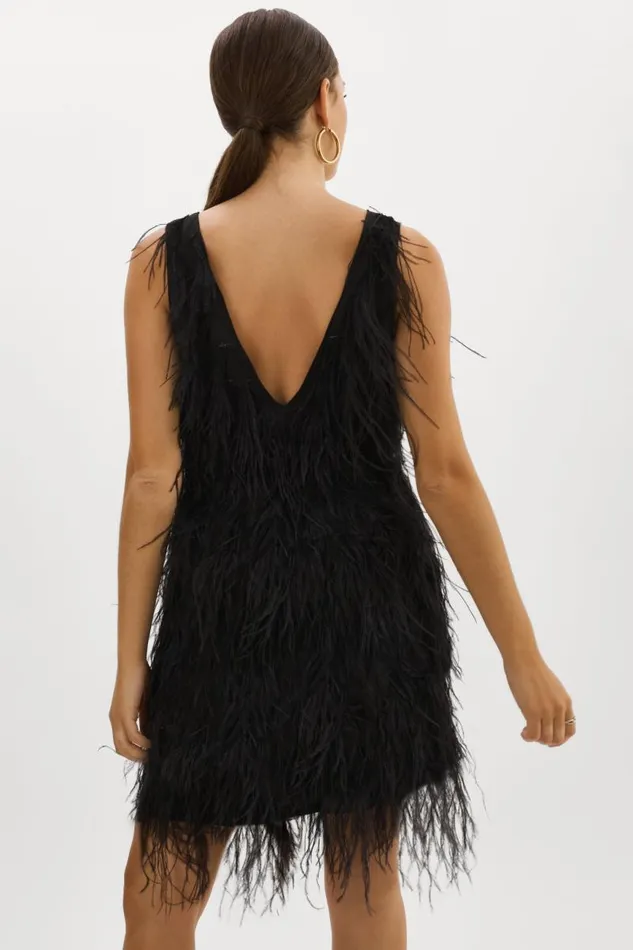 Women ALENA Feather Dress Black LAMARQUE Dresses Women ALENA Feather Dress Black LAMARQUE Dresses