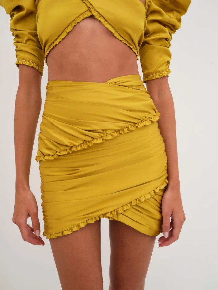 Women Alia Mini Skirt Yellow For Love and Lemons Bottoms Women Alia Mini Skirt Yellow For Love and Lemons Bottoms