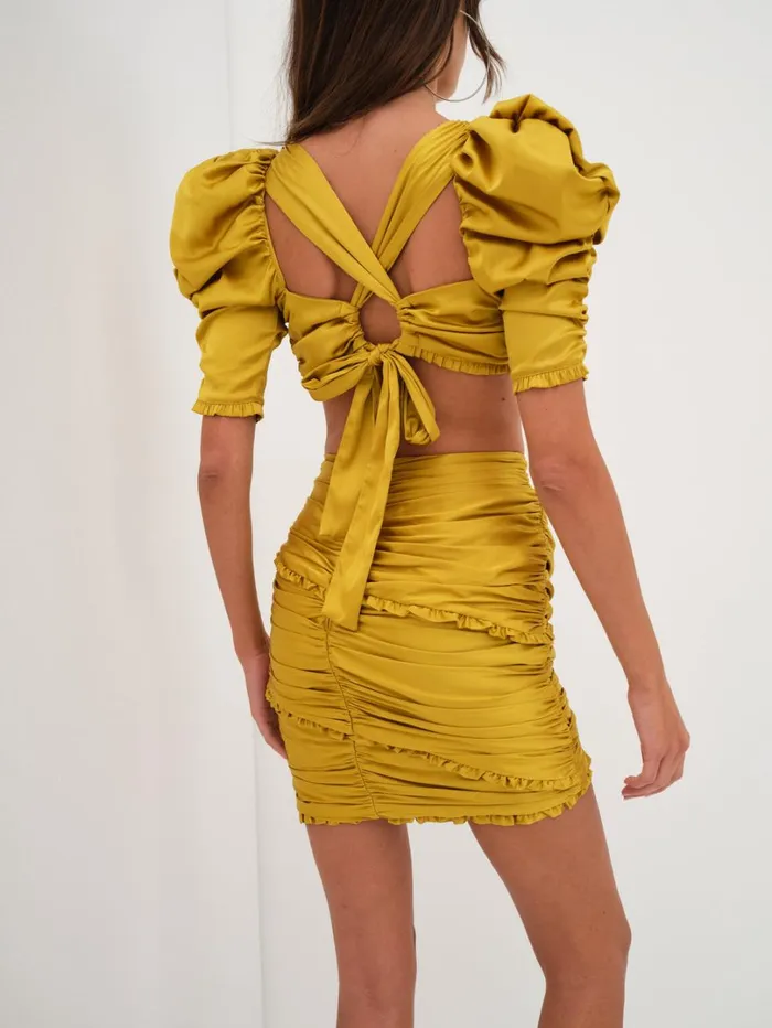 Women Alia Mini Skirt Yellow For Love and Lemons Bottoms Women Alia Mini Skirt Yellow For Love and Lemons Bottoms