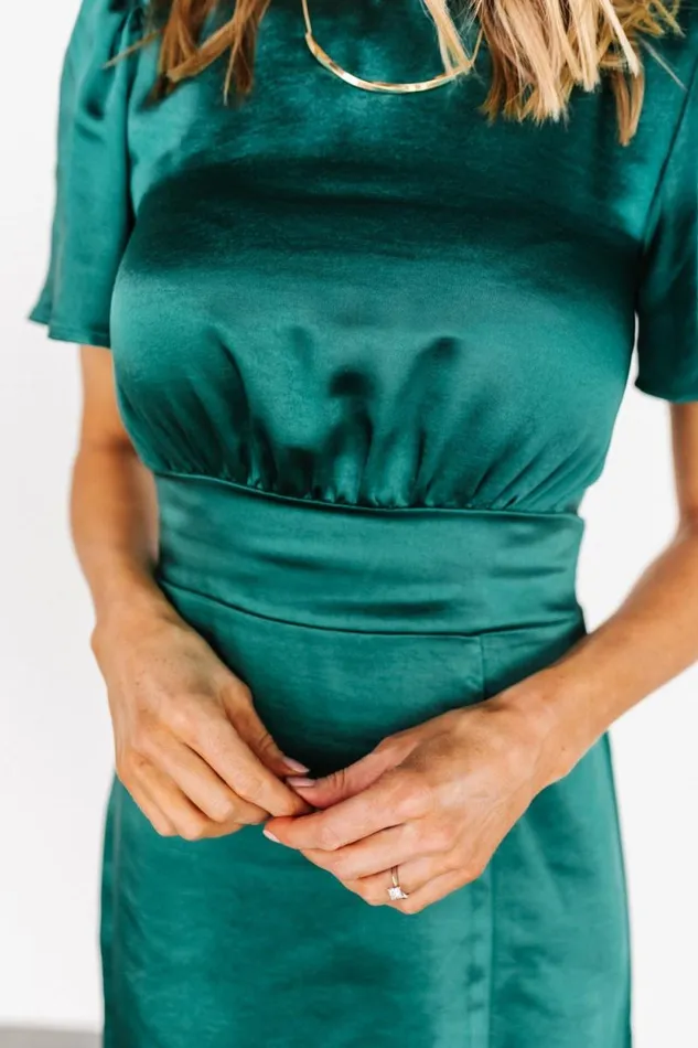 Women Allie Satin Dress Emerald Baltic Born Midi Dresses Women Allie Satin Dress Emerald Baltic Born Midi Dresses