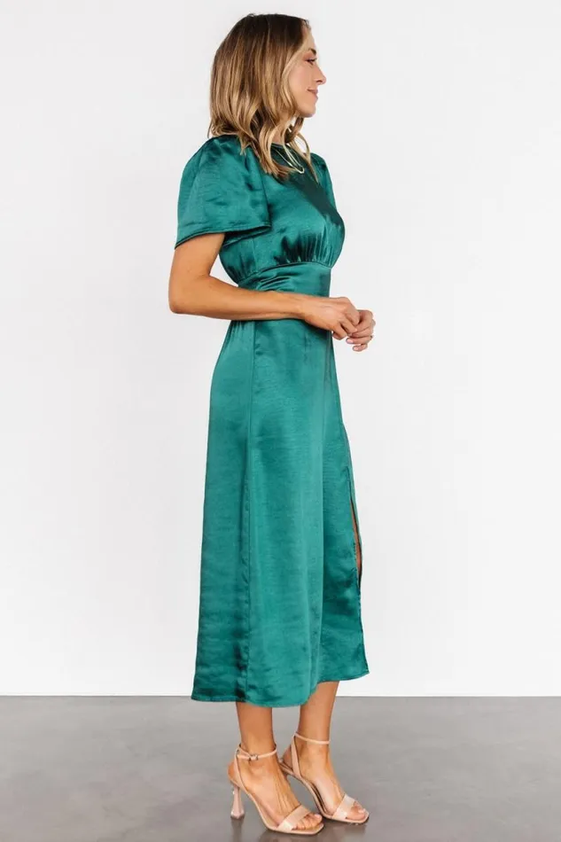 Women Allie Satin Dress Emerald Baltic Born Midi Dresses Women Allie Satin Dress Emerald Baltic Born Midi Dresses