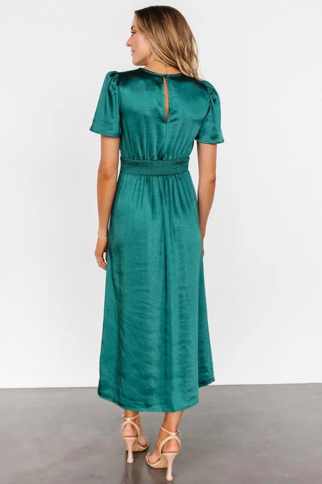 Women Allie Satin Dress Emerald Baltic Born Midi Dresses Women Allie Satin Dress Emerald Baltic Born Midi Dresses