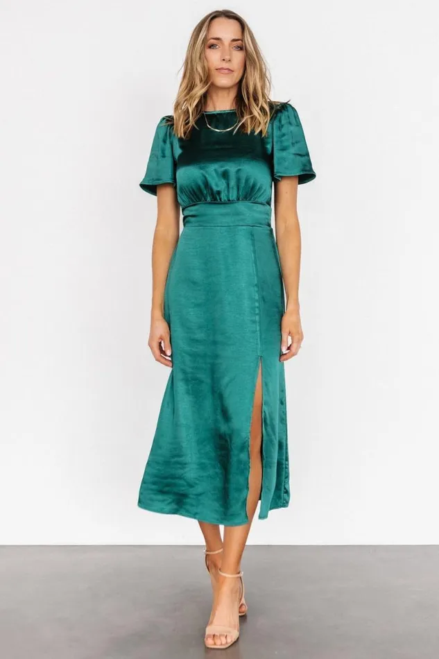 Women Allie Satin Dress Emerald Baltic Born Midi Dresses Women Allie Satin Dress Emerald Baltic Born Midi Dresses