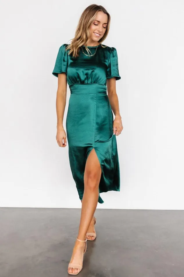 Women Allie Satin Dress Emerald Baltic Born Midi Dresses Women Allie Satin Dress Emerald Baltic Born Midi Dresses