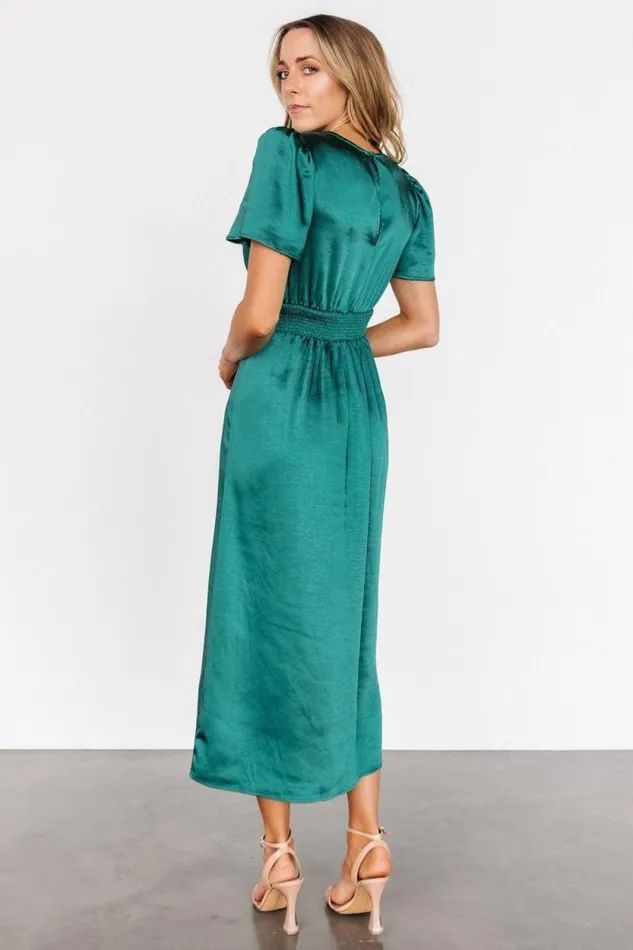 Women Allie Satin Dress Emerald Baltic Born Midi Dresses Women Allie Satin Dress Emerald Baltic Born Midi Dresses