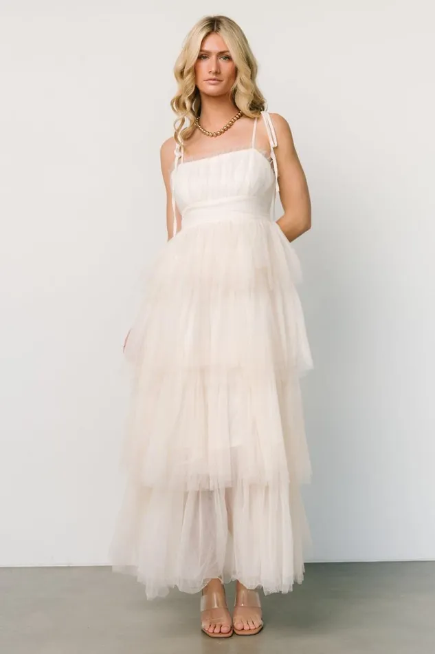 Women Alora Tulle Tiered Maxi Dress Cream Baltic Born Tulle Styles