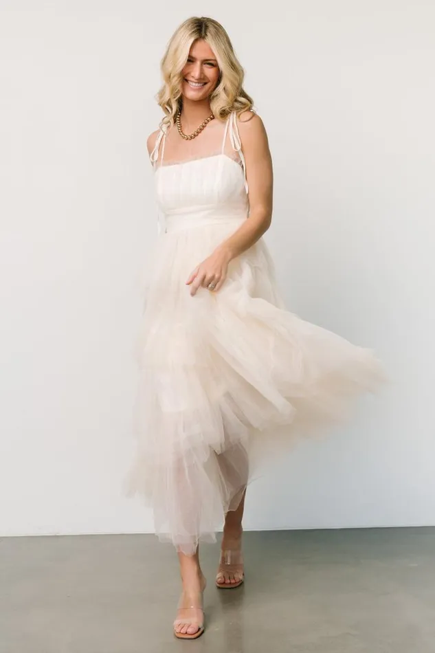 Women Alora Tulle Tiered Maxi Dress Cream Baltic Born Tulle Styles