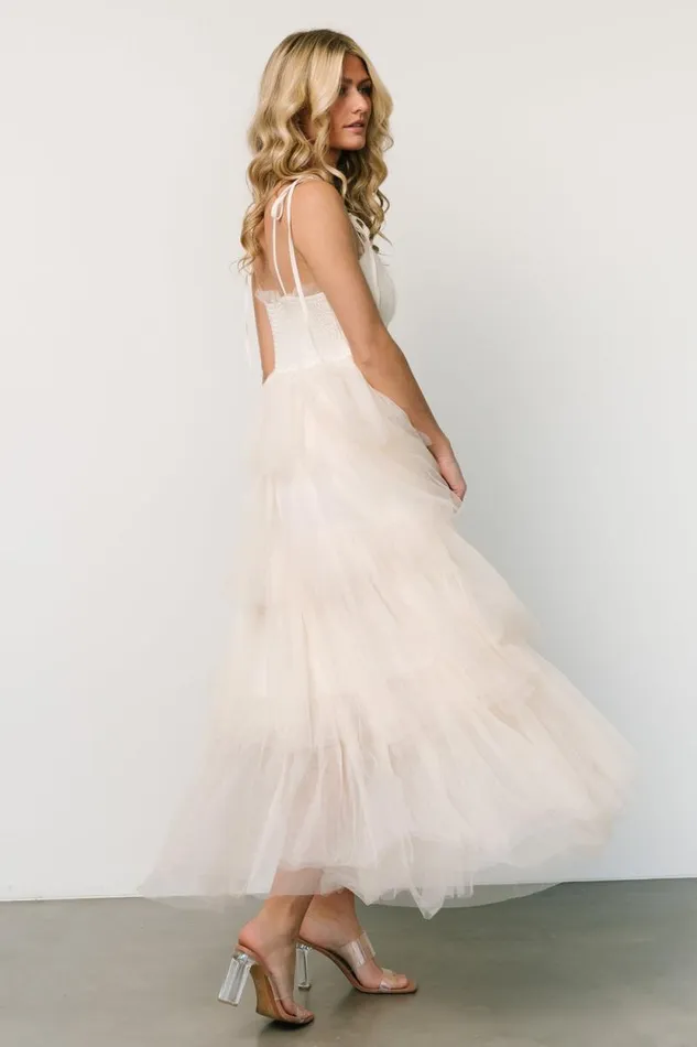 Women Alora Tulle Tiered Maxi Dress Cream Baltic Born Tulle Styles