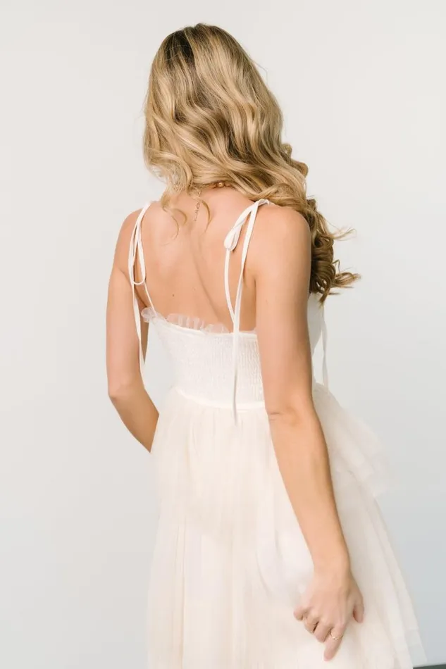 Women Alora Tulle Tiered Maxi Dress Cream Baltic Born Tulle Styles