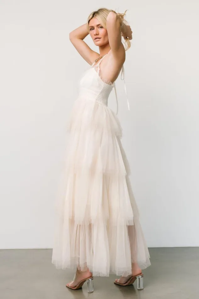 Women Alora Tulle Tiered Maxi Dress Cream Baltic Born Tulle Styles