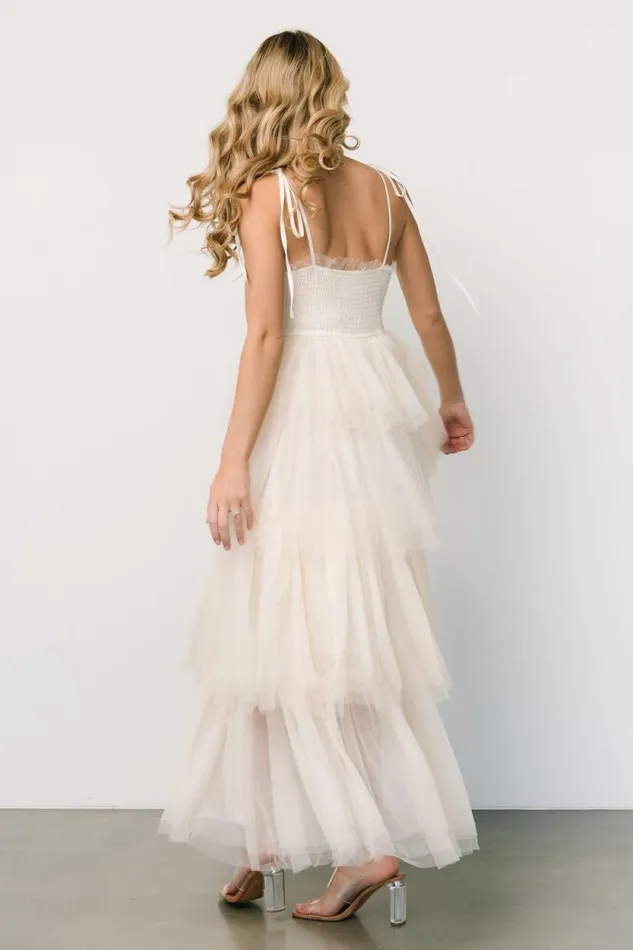 Women Alora Tulle Tiered Maxi Dress Cream Baltic Born Tulle Styles