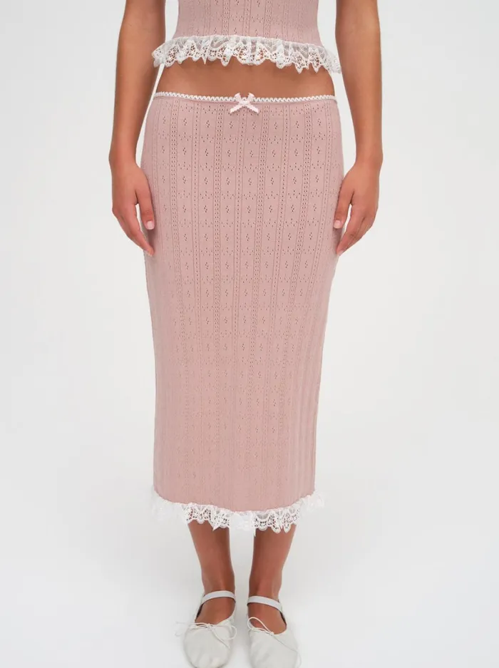 Women Andy Knit Midi Skirt Pink For Love and Lemons Knitwear Women Andy Knit Midi Skirt Pink For Love and Lemons Knitwear