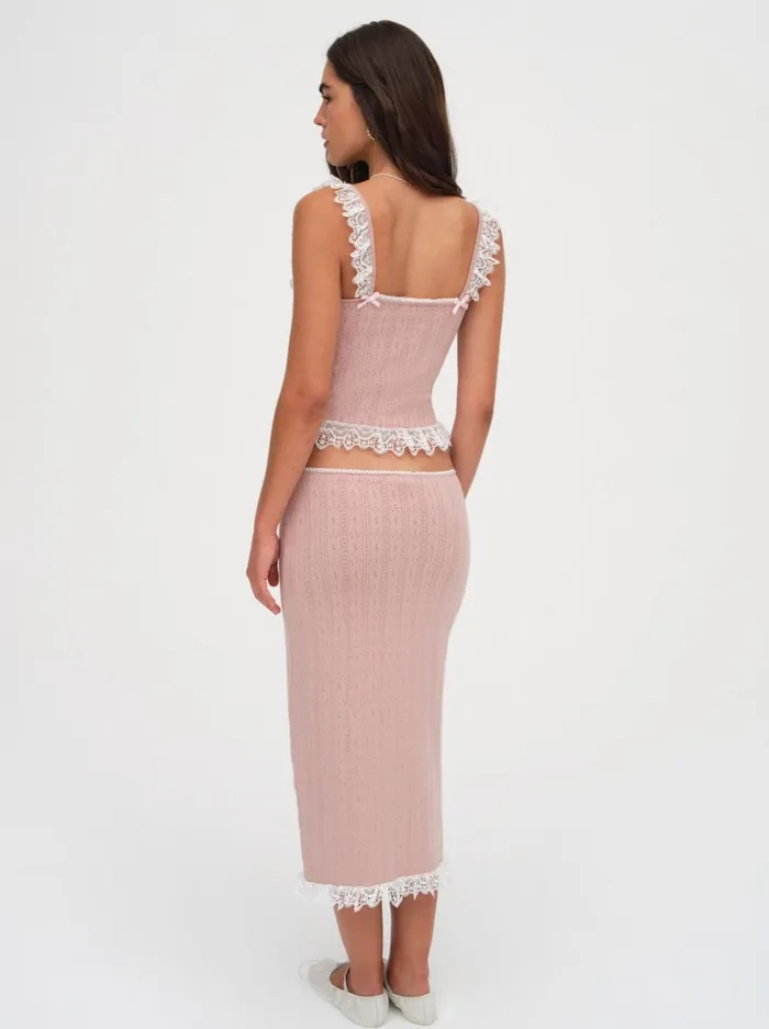 Women Andy Knit Midi Skirt Pink For Love and Lemons Knitwear Women Andy Knit Midi Skirt Pink For Love and Lemons Knitwear
