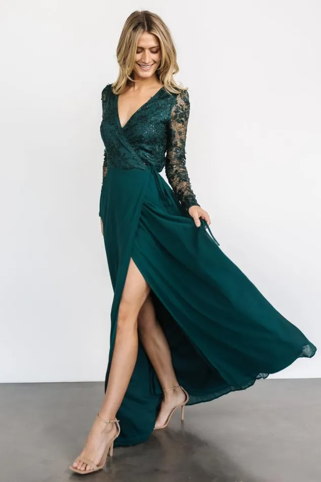 Women Anna Wrap Maxi Dress Emerald Baltic Born Embellished and Sequined Women Anna Wrap Maxi Dress Emerald Baltic Born Embellished and Sequined