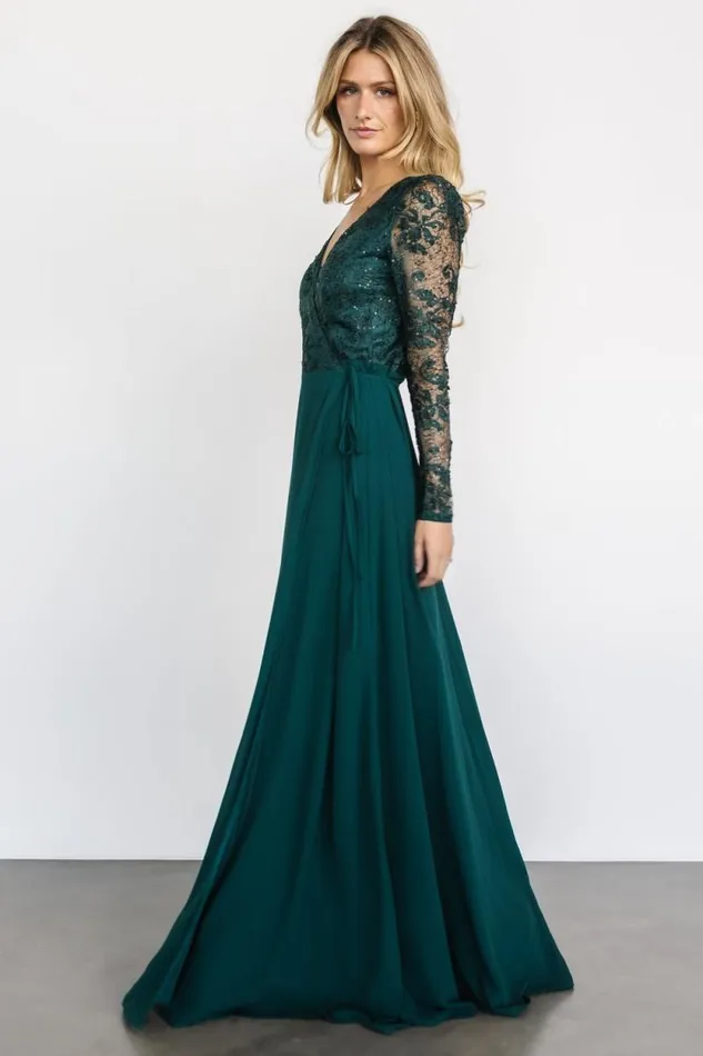 Women Anna Wrap Maxi Dress Emerald Baltic Born Embellished and Sequined Women Anna Wrap Maxi Dress Emerald Baltic Born Embellished and Sequined