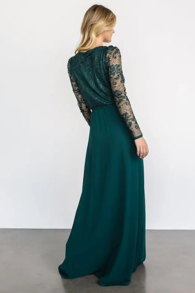 Women Anna Wrap Maxi Dress Emerald Baltic Born Embellished and Sequined Women Anna Wrap Maxi Dress Emerald Baltic Born Embellished and Sequined