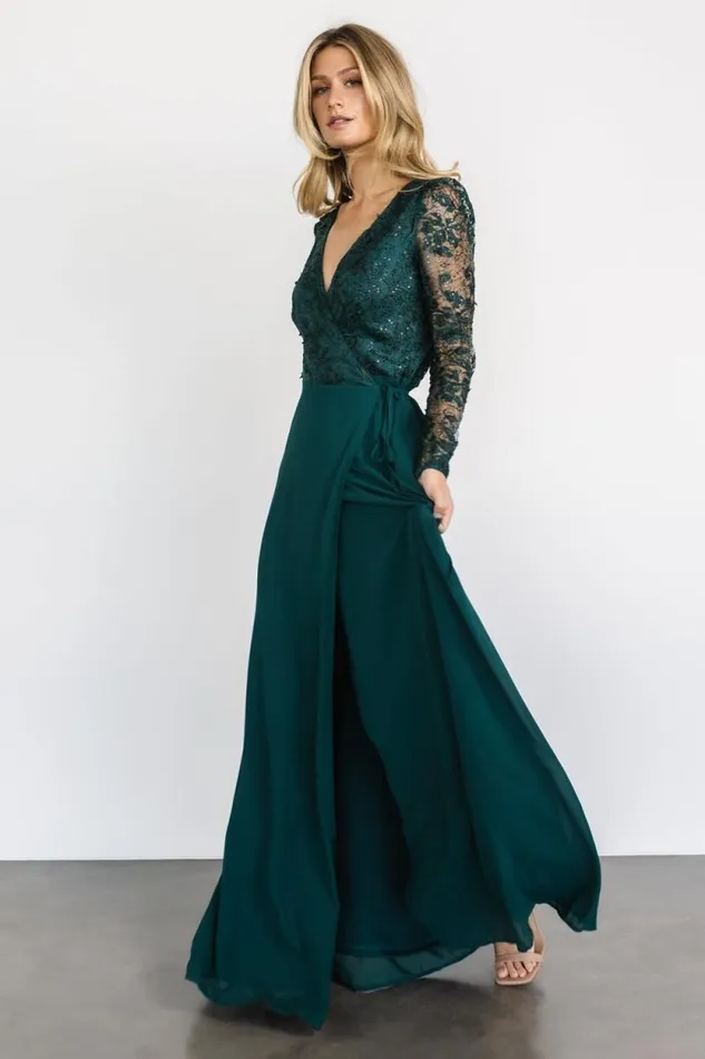 Women Anna Wrap Maxi Dress Emerald Baltic Born Embellished and Sequined Women Anna Wrap Maxi Dress Emerald Baltic Born Embellished and Sequined