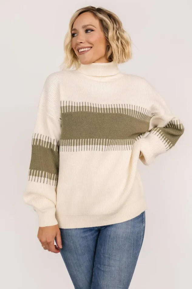 Women Antonov Turtle Neck Sweater Sage Cream Baltic Born Sweaters