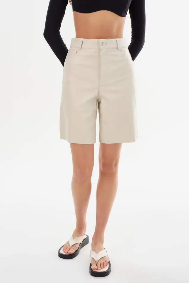 Women ARAE Faux Leather Shorts Bone LAMARQUE Pants and Shorts