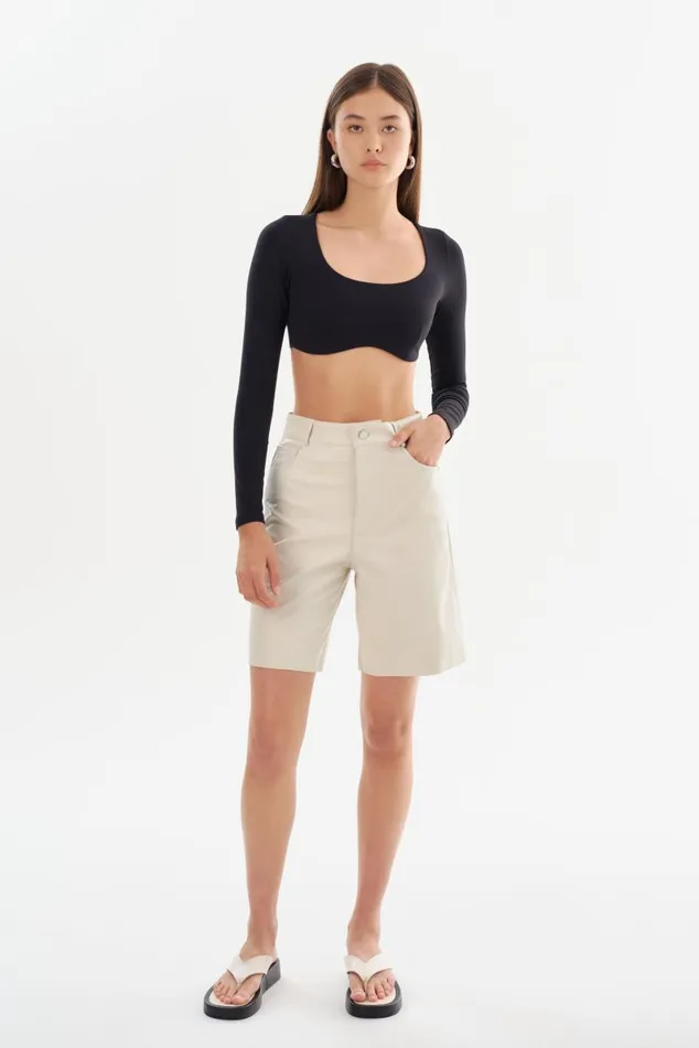 Women ARAE Faux Leather Shorts Bone LAMARQUE Pants and Shorts Women ARAE Faux Leather Shorts Bone LAMARQUE Pants and Shorts