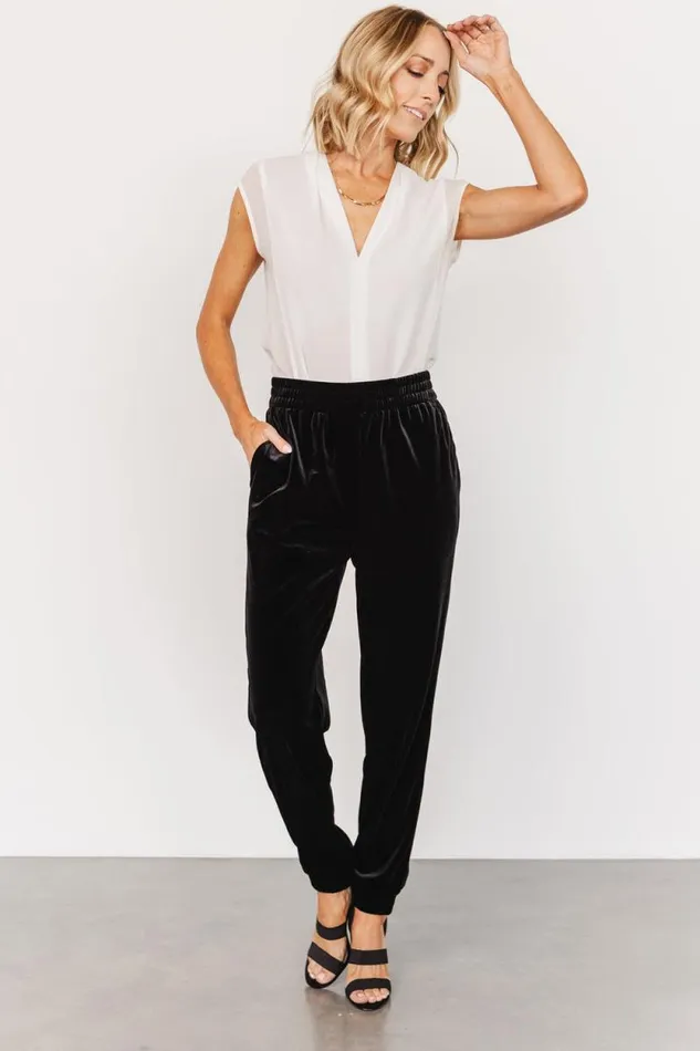 Women Archie Velvet Jogger Pants Black Baltic Born Pants