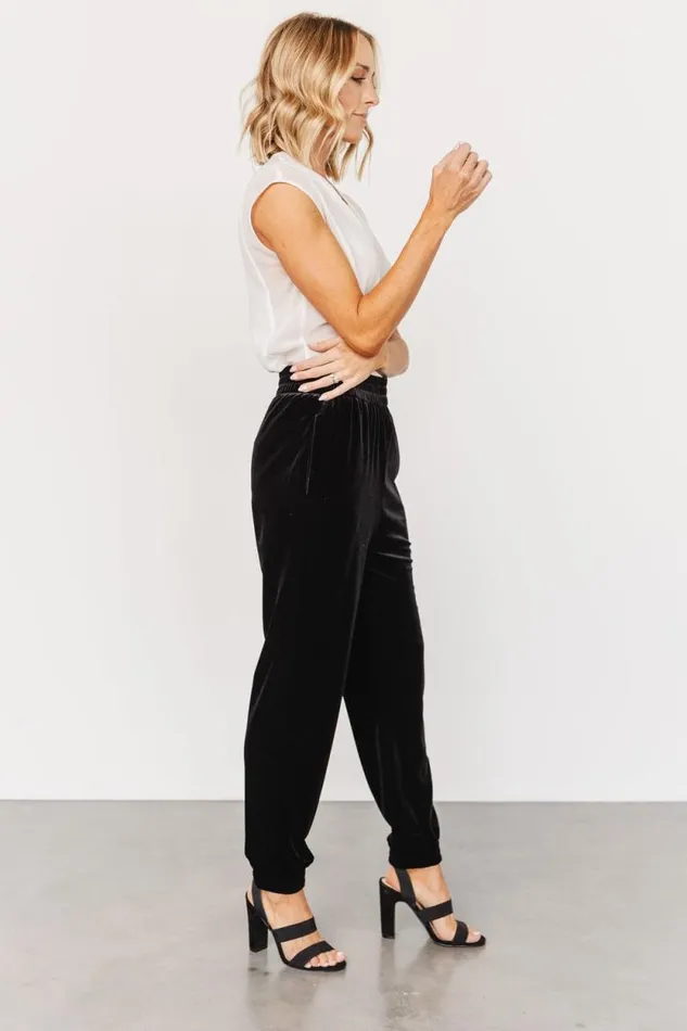 Women Archie Velvet Jogger Pants Black Baltic Born Pants
