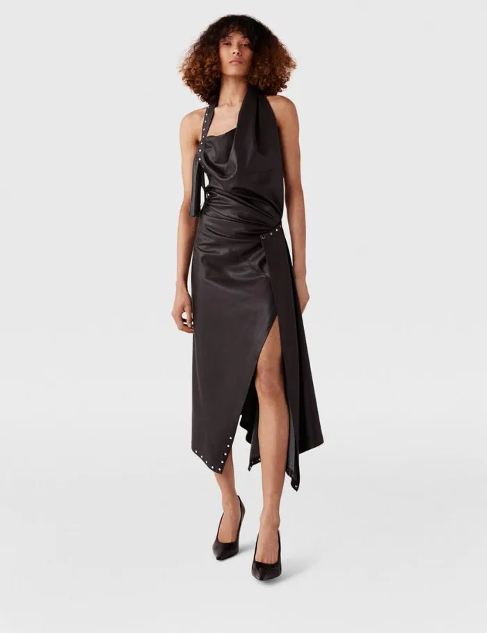 Women Asymmetric Layered Midi Dress Mocha Brown Stella McCartney Dresses