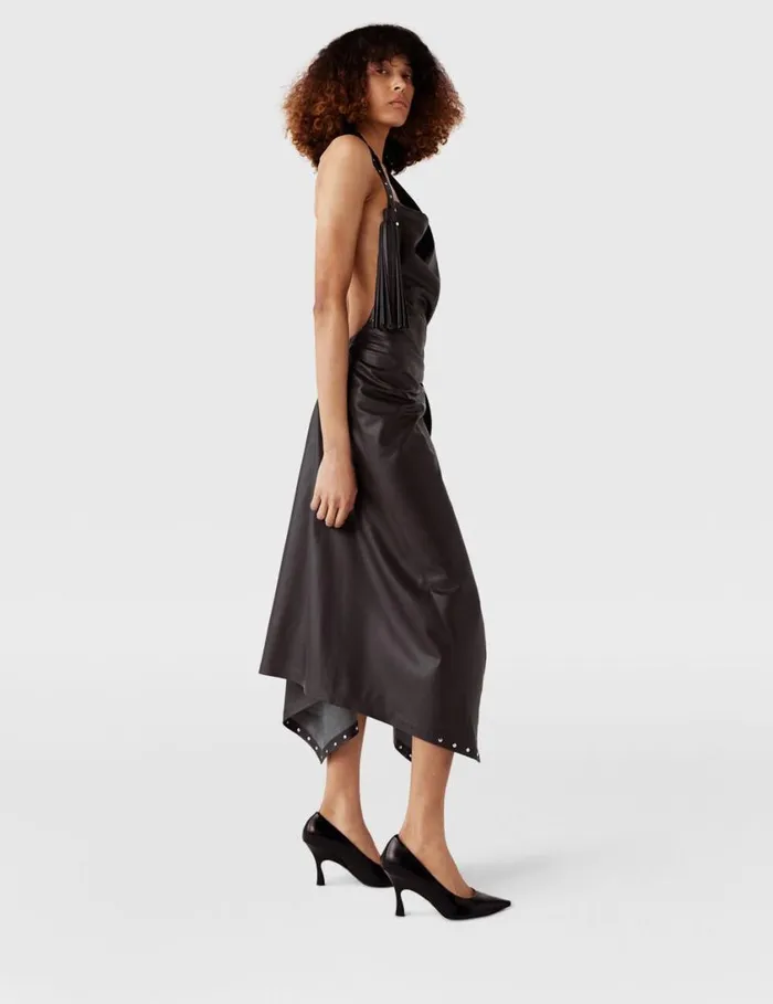 Women Asymmetric Layered Midi Dress Mocha Brown Stella McCartney Dresses