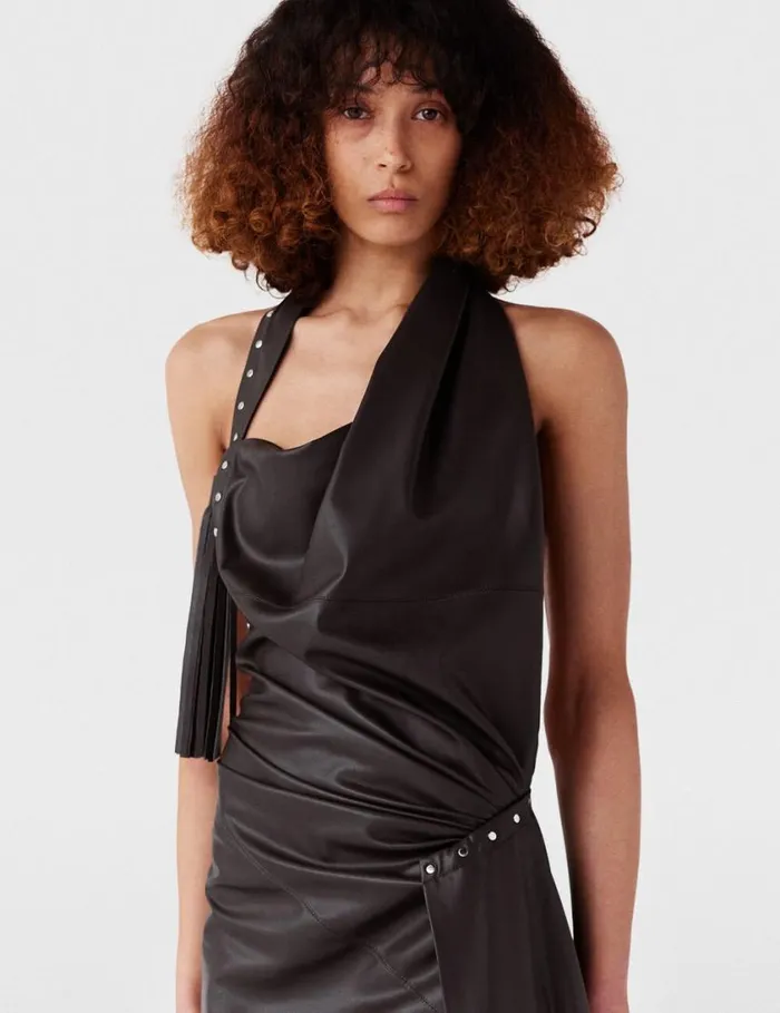 Women Asymmetric Layered Midi Dress Mocha Brown Stella McCartney Dresses
