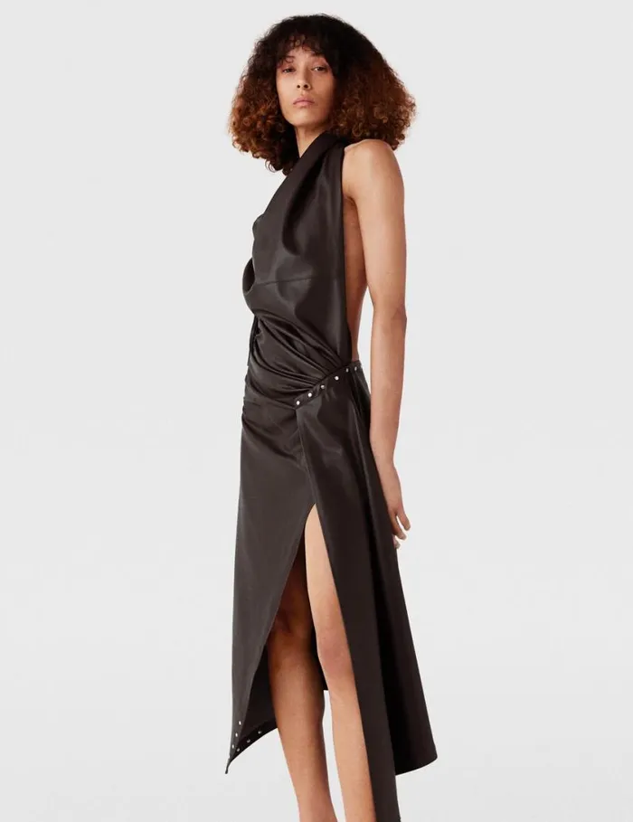 Women Asymmetric Layered Midi Dress Mocha Brown Stella McCartney Dresses