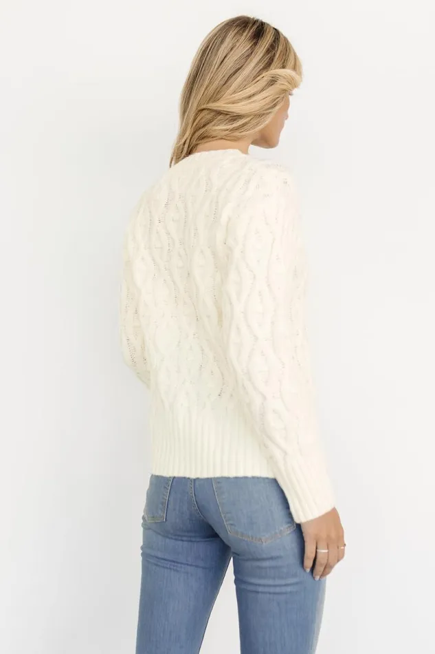 Women Avoriaz Cable Knit Sweater Ivory Baltic Born Sweaters