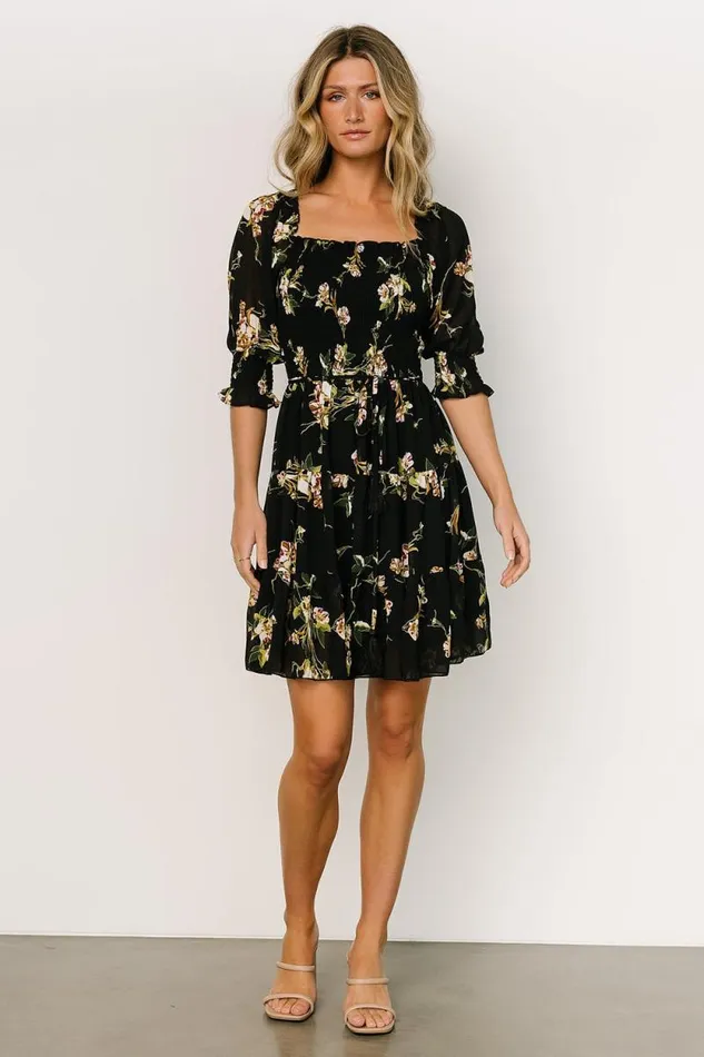 Women Azlyn Smocked Short Dress Night Bloom Floral Baltic Born Short Dresses
