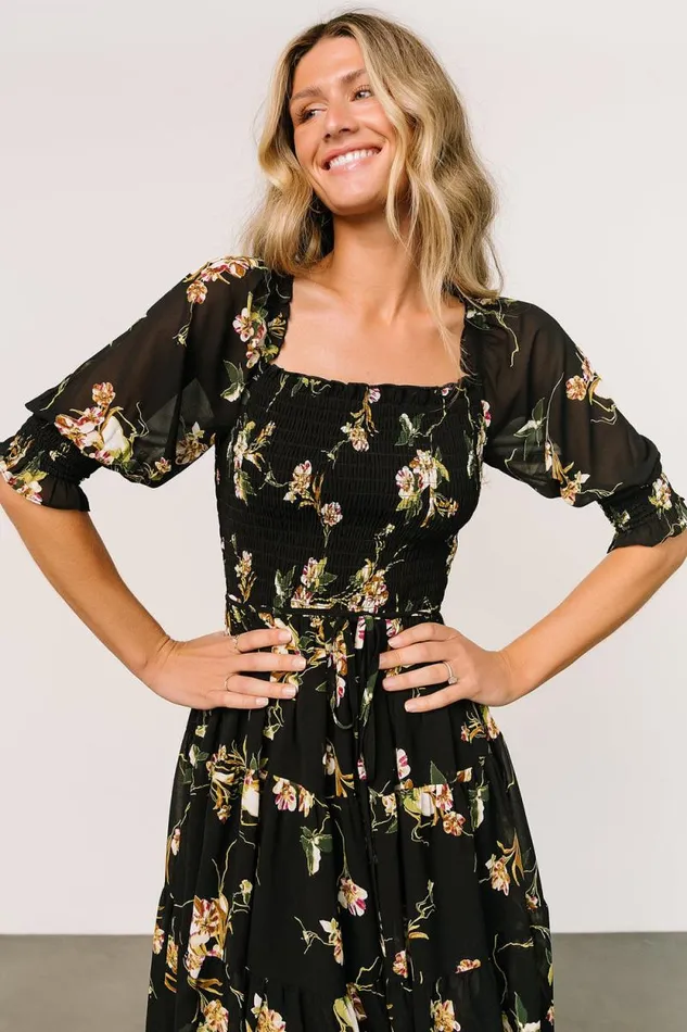 Women Azlyn Smocked Short Dress Night Bloom Floral Baltic Born Short Dresses Women Azlyn Smocked Short Dress Night Bloom Floral Baltic Born Short Dresses