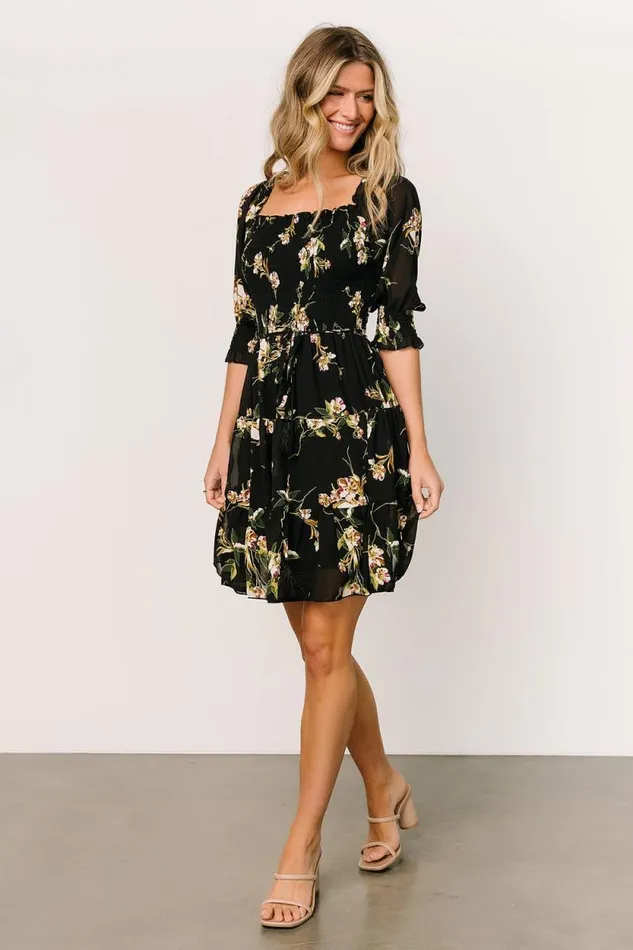 Women Azlyn Smocked Short Dress Night Bloom Floral Baltic Born Short Dresses Women Azlyn Smocked Short Dress Night Bloom Floral Baltic Born Short Dresses