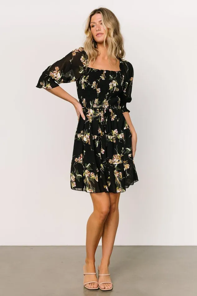 Women Azlyn Smocked Short Dress Night Bloom Floral Baltic Born Short Dresses Women Azlyn Smocked Short Dress Night Bloom Floral Baltic Born Short Dresses