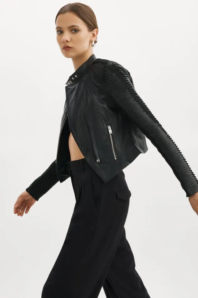 Women AZRA Leather Jacket Black LAMARQUE Leather Jackets