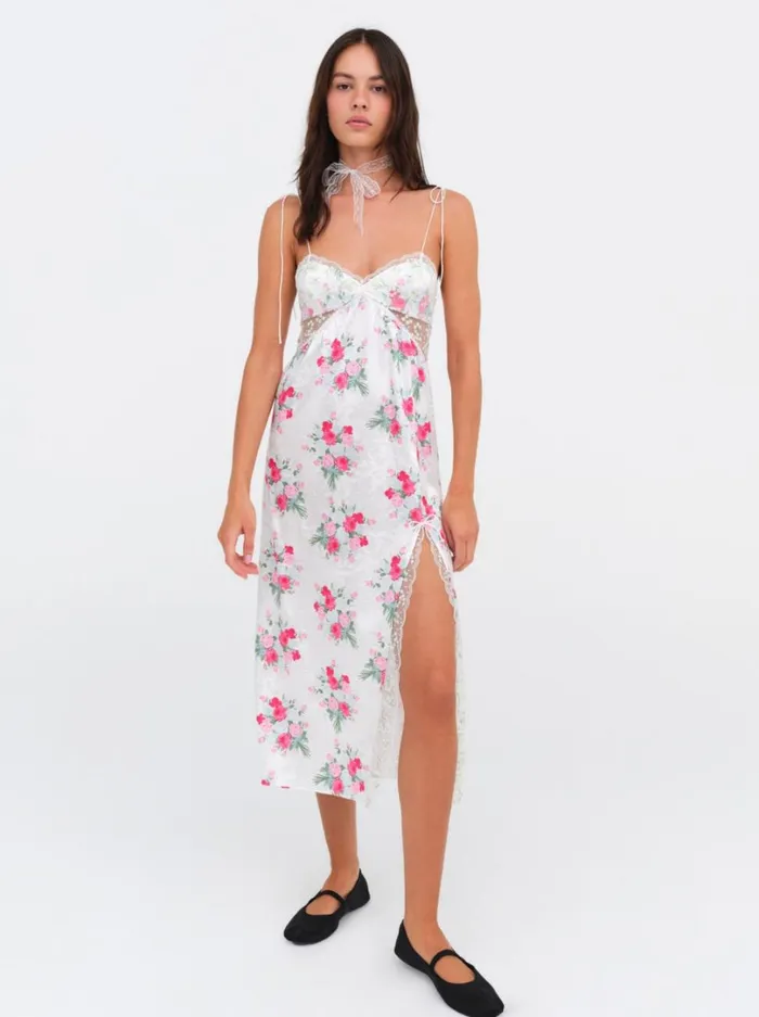 Women Babys Breath Midi Slip Dress White For Love and Lemons Dresses