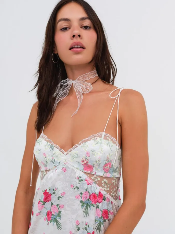 Women Babys Breath Midi Slip Dress White For Love and Lemons Dresses