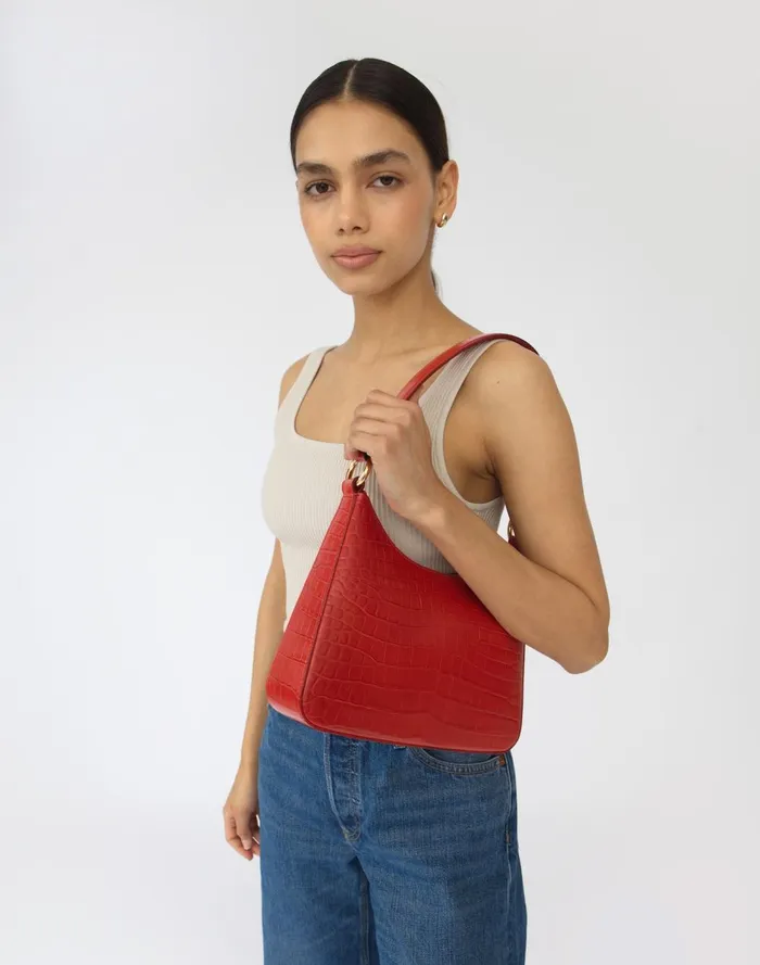 Women Bags Madewell Hyer Goods Luxe Medium Shoulder Bag White True Red