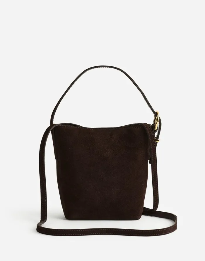 Women Bags Madewell The Essential Micro Bucket Tote Dark Carob